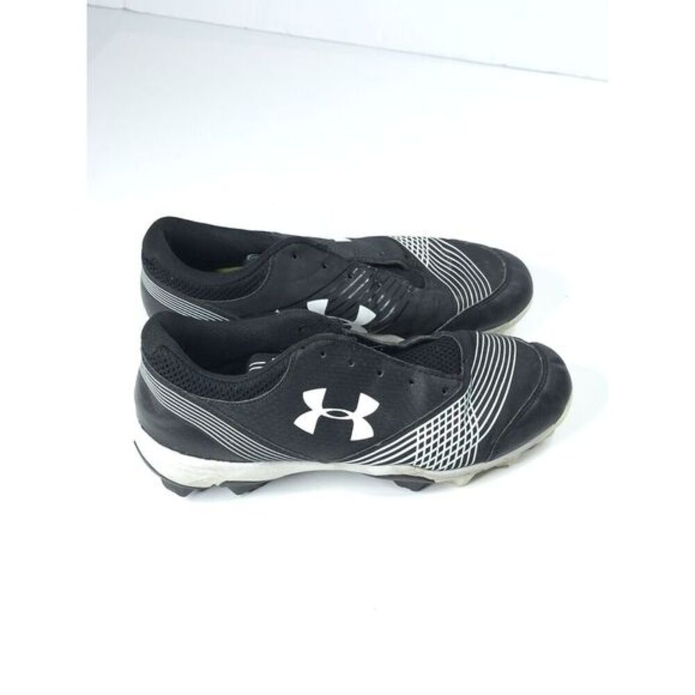 Under Armour 1297334-011 Men's Black White Lace-up Athletic Shoes Cleats 9‎